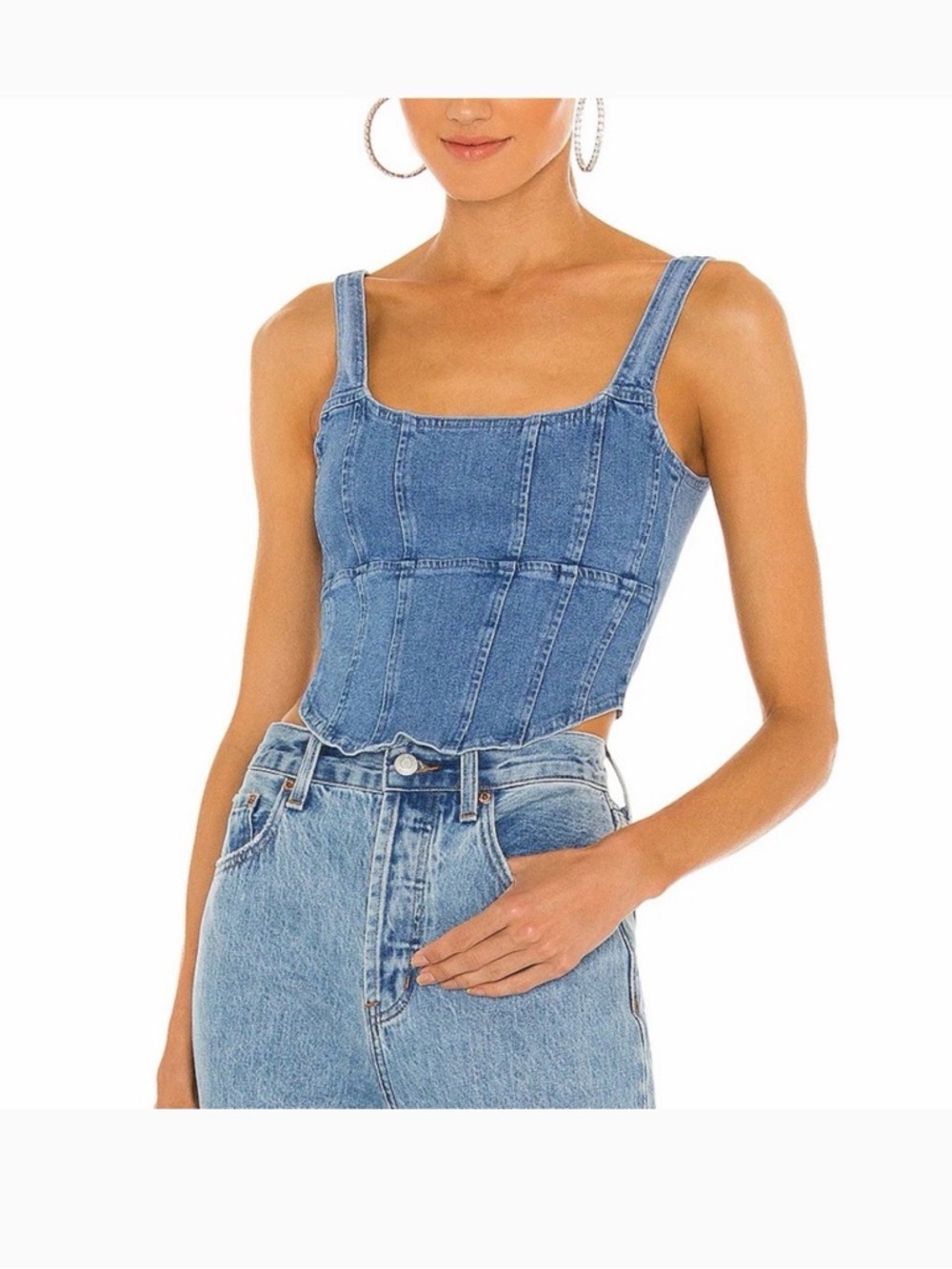 Revolve OW Collection Denim Corset Crop Top - Blue sz small/6